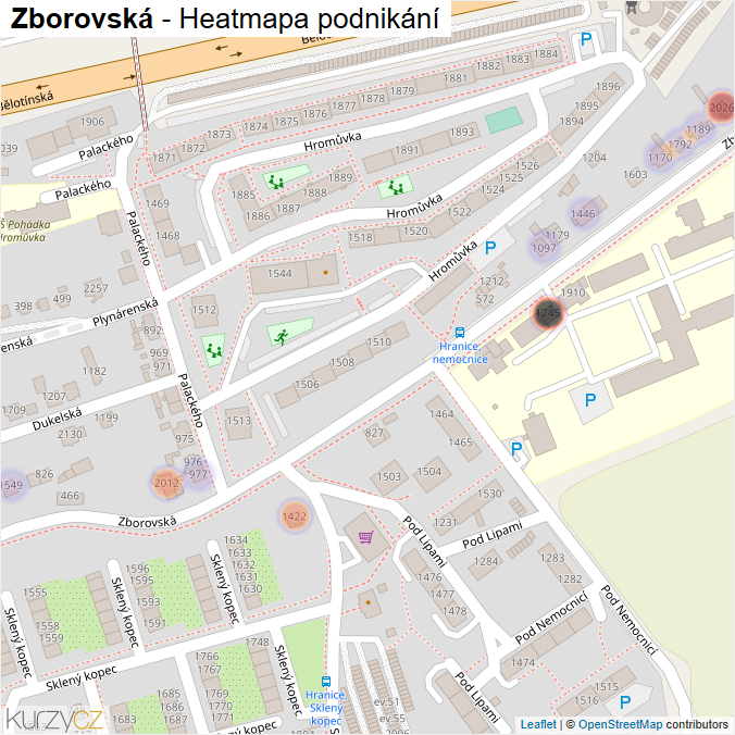 Mapa Zborovská - Firmy v ulici.