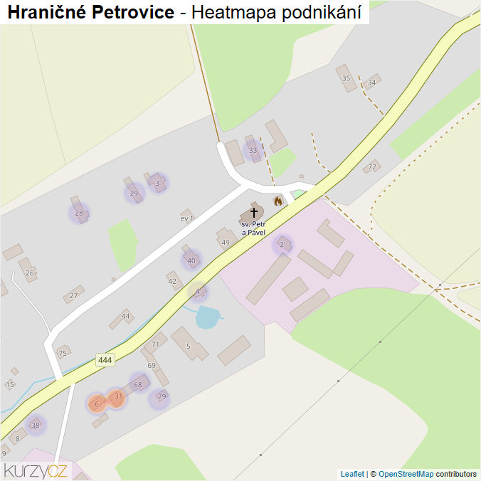 Mapa Hraničné Petrovice - Firmy v části obce.