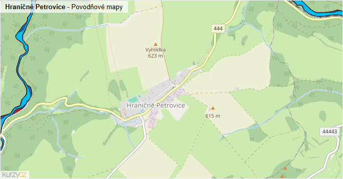 Hraničné Petrovice - záplavové mapy stoleté vody