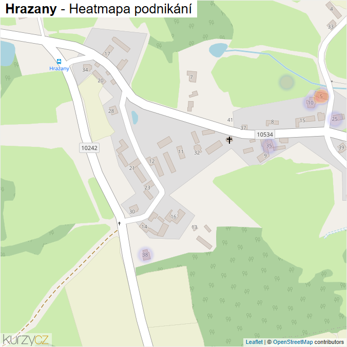 Mapa Hrazany - Firmy v části obce.