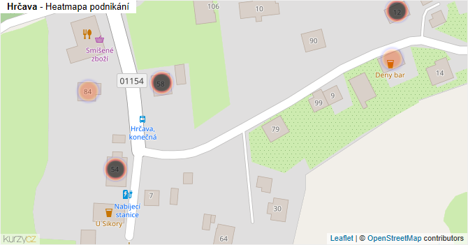 Hrčava - mapa podnikání