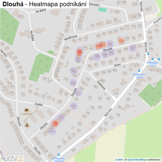 Mapa Dlouhá - Firmy v ulici.
