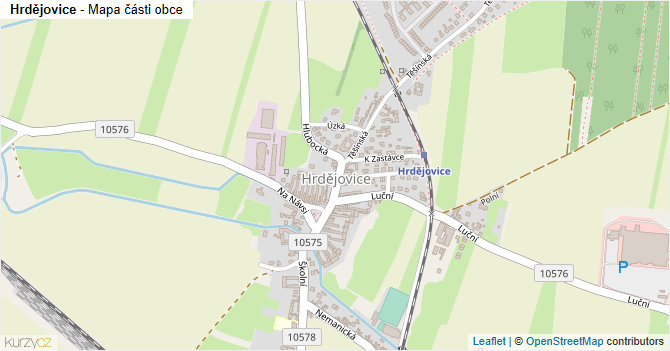 Hrdějovice - mapa části obce