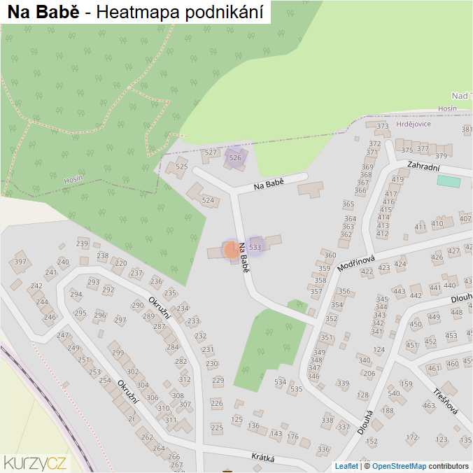 Mapa Na Babě - Firmy v ulici.
