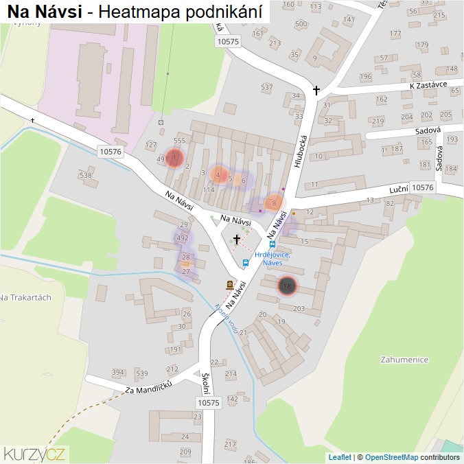 Mapa Na Návsi - Firmy v ulici.