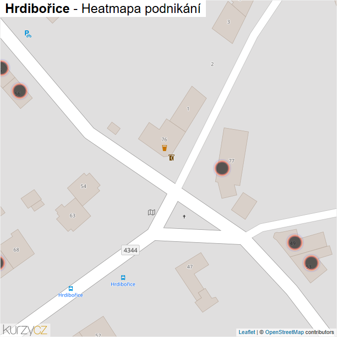 Mapa Hrdibořice - Firmy v obci.