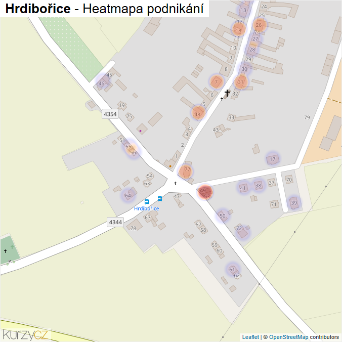 Mapa Hrdibořice - Firmy v části obce.