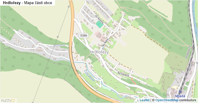 Hrdlořezy - mapa části obce