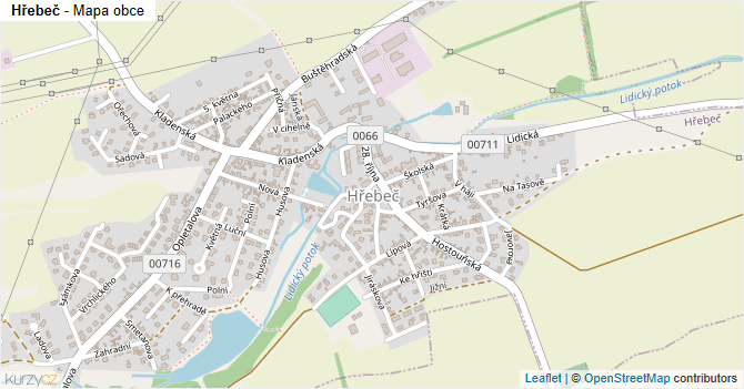 Hřebeč - mapa obce