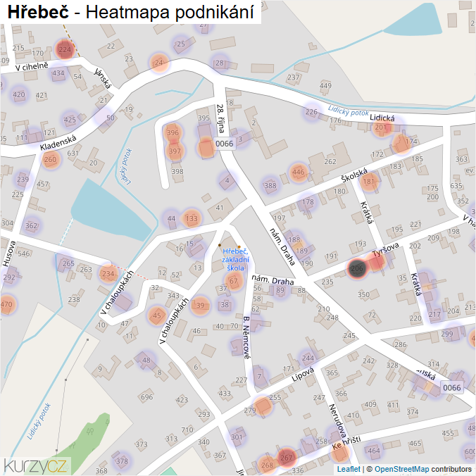 Mapa Hřebeč - Firmy v obci.