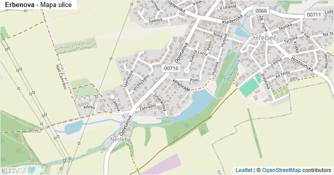 Erbenova - mapa ulice