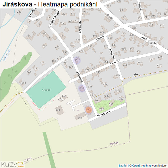 Mapa Jiráskova - Firmy v ulici.
