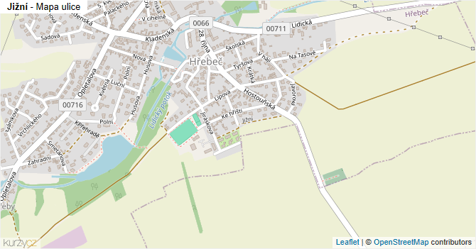Jižní - mapa ulice