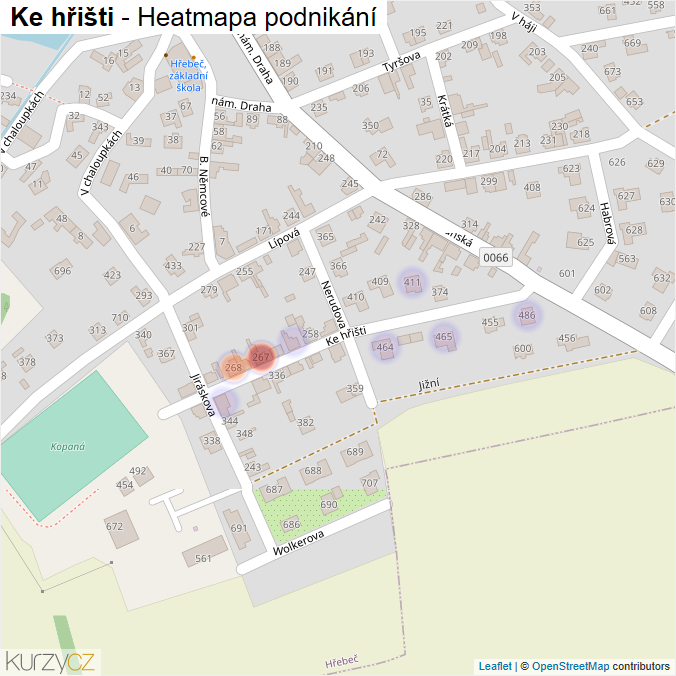 Mapa Ke hřišti - Firmy v ulici.