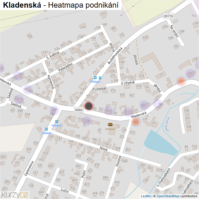 Mapa Kladenská - Firmy v ulici.