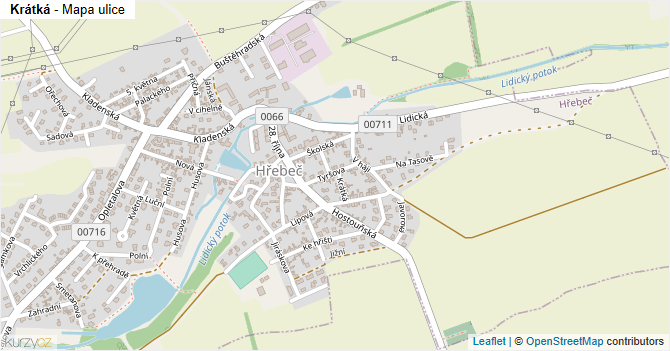 Krátká - mapa ulice