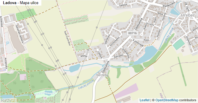Ladova - mapa ulice