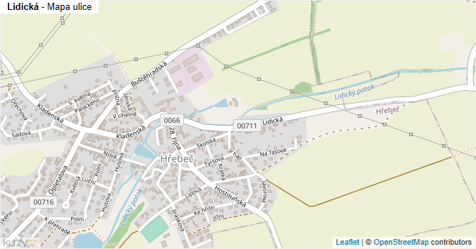 Lidická - mapa ulice