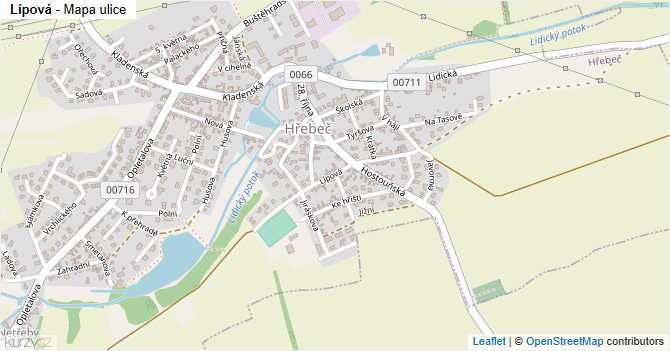 Lípová - mapa ulice