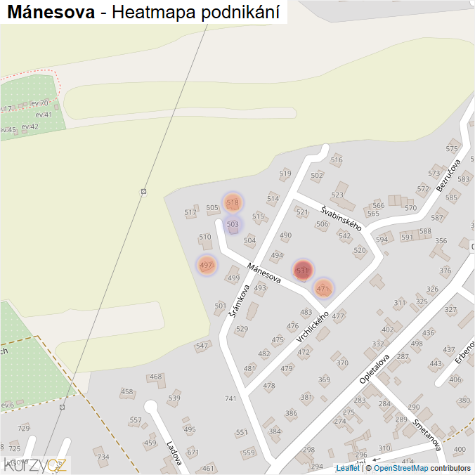 Mapa Mánesova - Firmy v ulici.