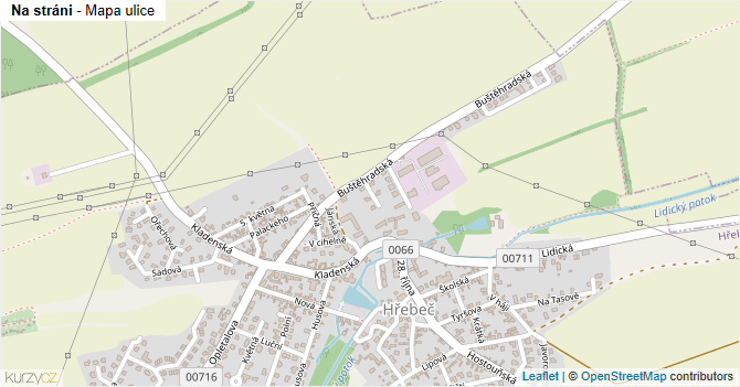 Na stráni - mapa ulice
