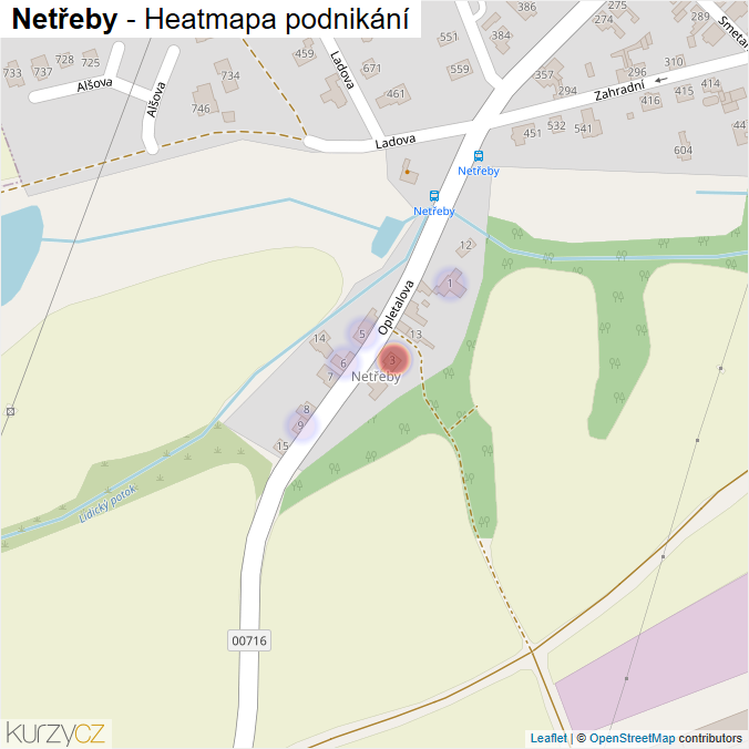 Mapa Netřeby - Firmy v části obce.