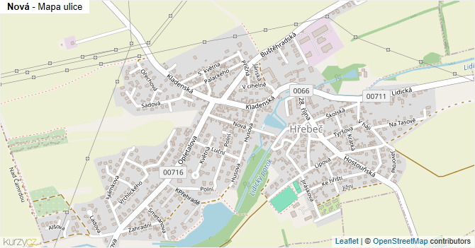 Nová - mapa ulice