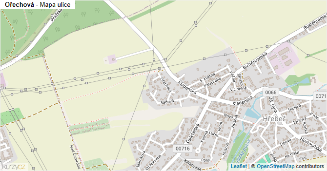 Ořechová - mapa ulice