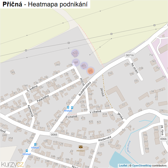 Mapa Příčná - Firmy v ulici.