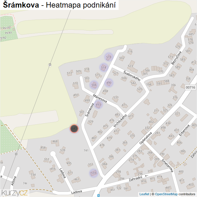 Mapa Šrámkova - Firmy v ulici.