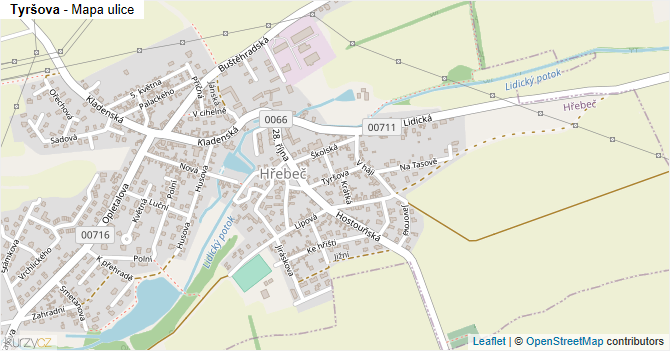 Tyršova - mapa ulice