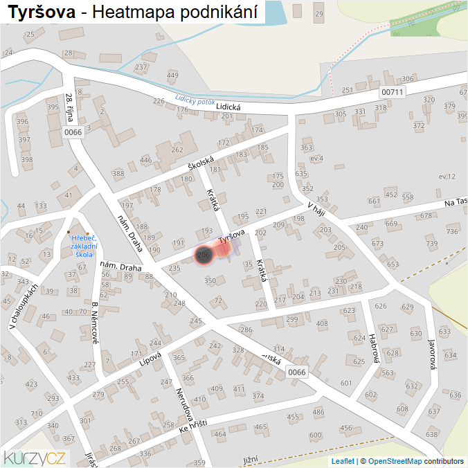Mapa Tyršova - Firmy v ulici.