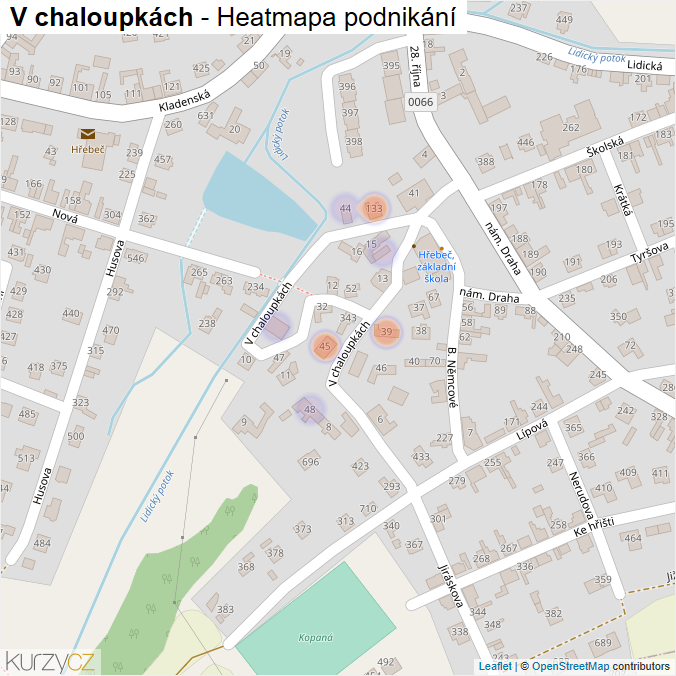Mapa V chaloupkách - Firmy v ulici.