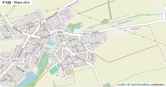 V háji - mapa ulice