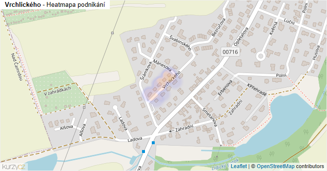 Vrchlického - mapa podnikání