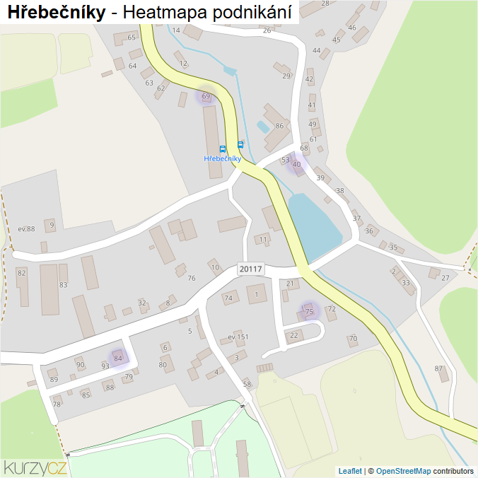 Mapa Hřebečníky - Firmy v části obce.