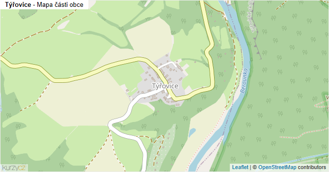 Týřovice - mapa části obce