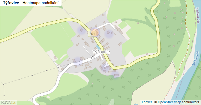 Týřovice - mapa podnikání