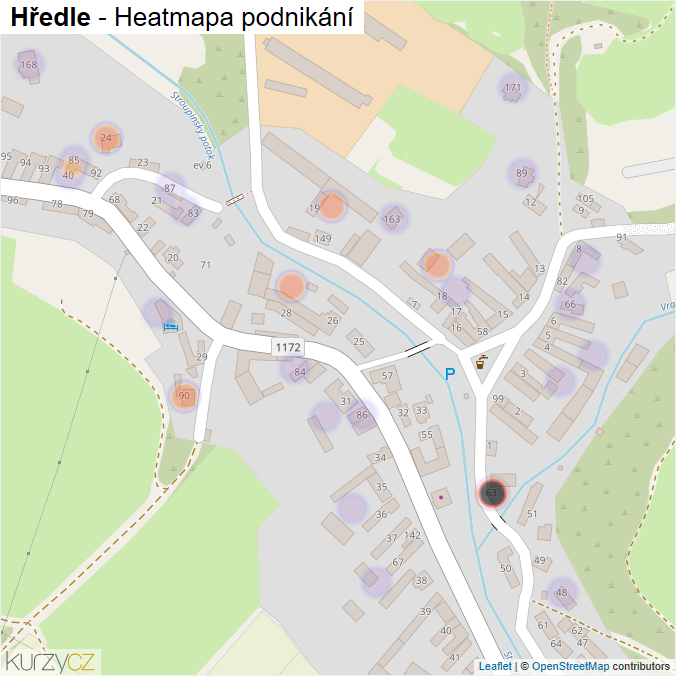 Mapa Hředle - Firmy v části obce.