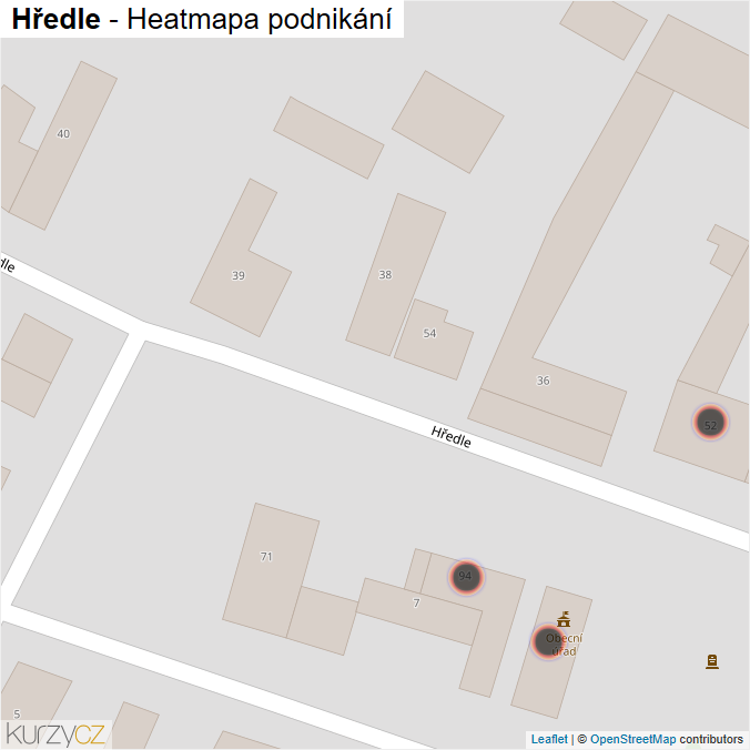 Mapa Hředle - Firmy v obci.