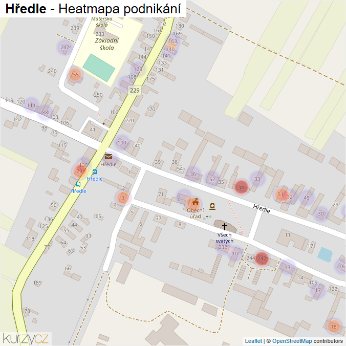 Mapa Hředle - Firmy v části obce.