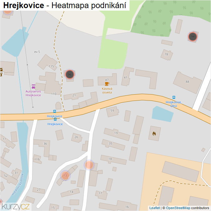 Mapa Hrejkovice - Firmy v obci.