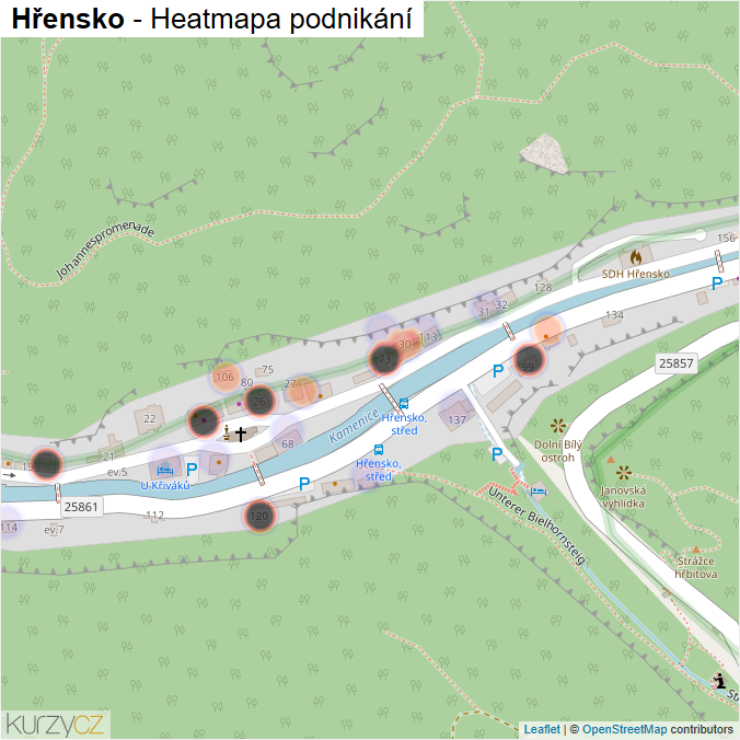 Mapa Hřensko - Firmy v části obce.