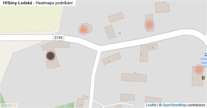Hřibiny-Ledská - mapa podnikání