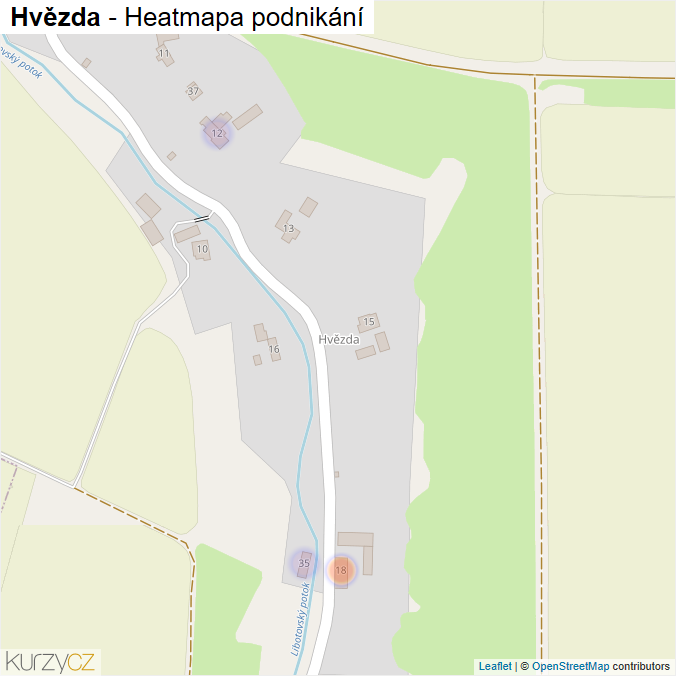 Mapa Hvězda - Firmy v části obce.