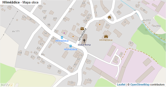 Hřiměždice - mapa obce