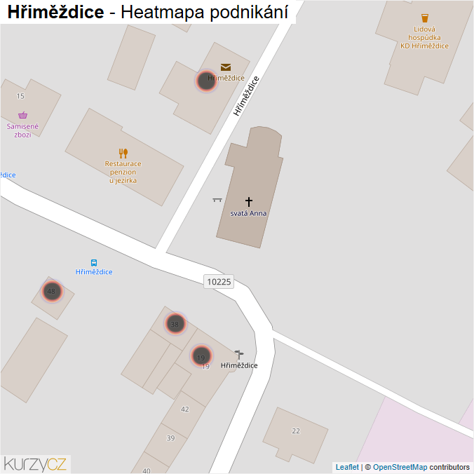 Mapa Hřiměždice - Firmy v obci.