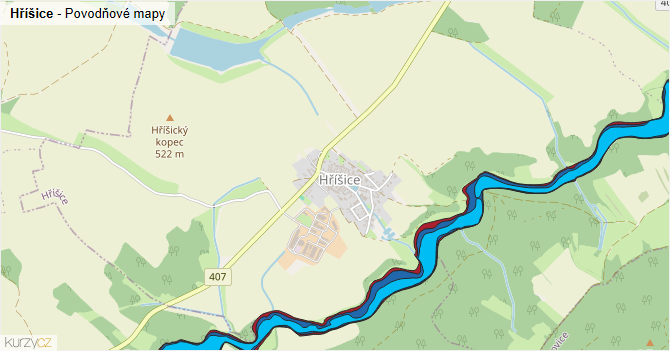 Hříšice - záplavové mapy stoleté vody