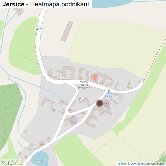 Mapa Jersice - Firmy v části obce.