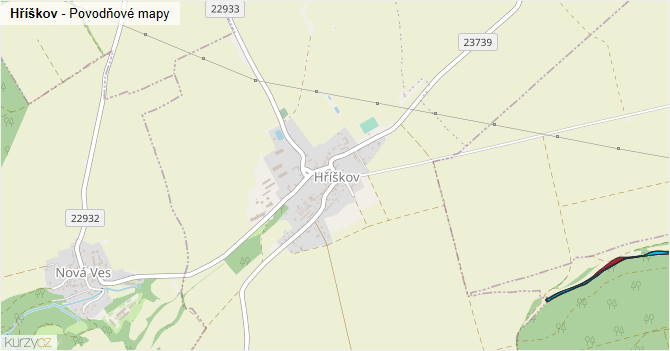 Hříškov - záplavové mapy stoleté vody